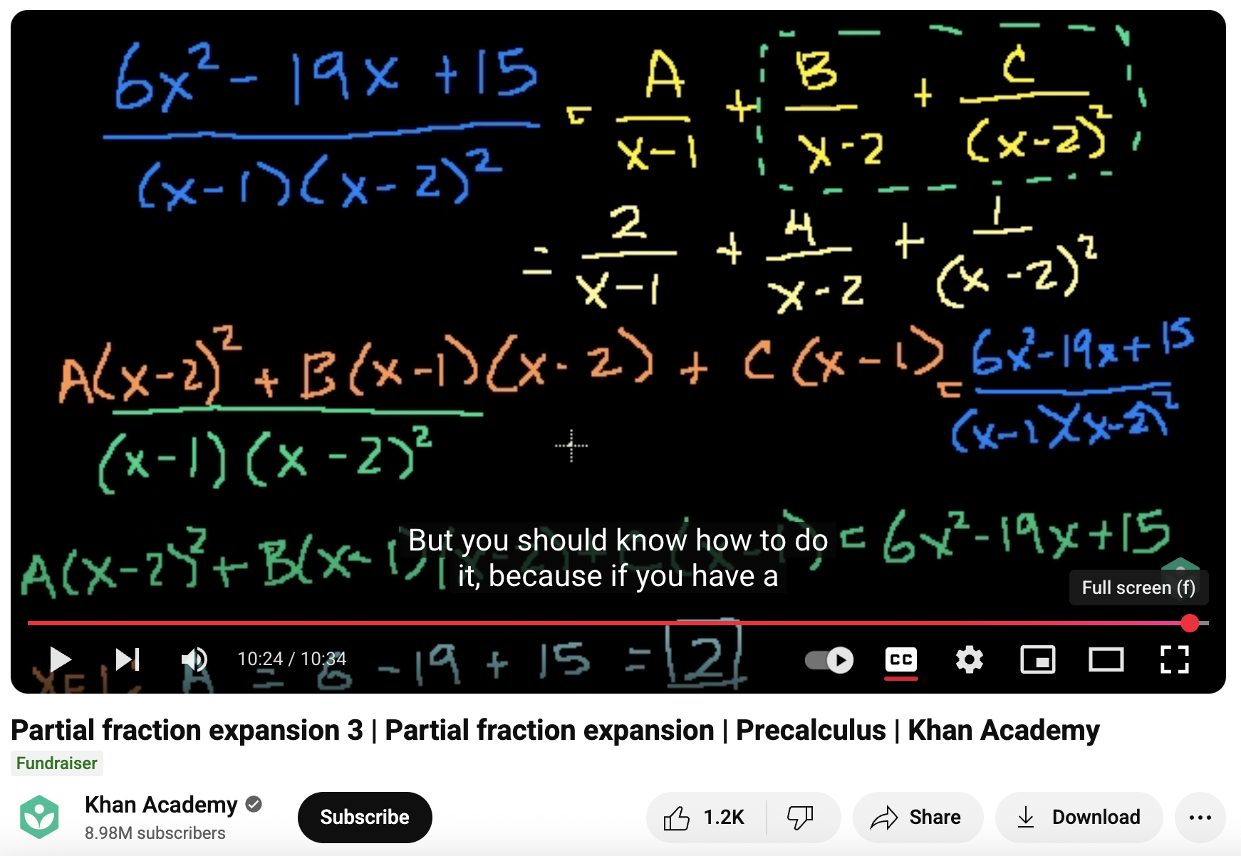Partial Fraction Expansion 3, Partial Fraction Expansion, Precalculus Instructional Video
