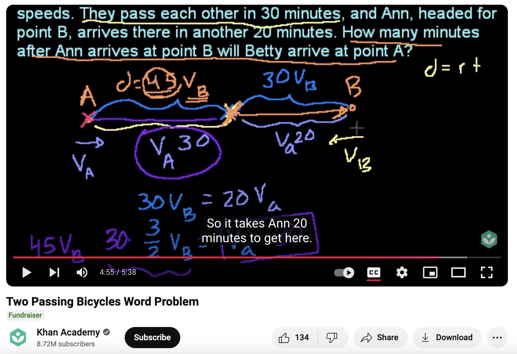 Two Passing Bicycles Word Problem Instructional Video