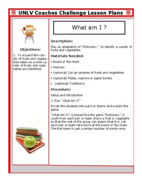 What Am I ? Lesson Plan