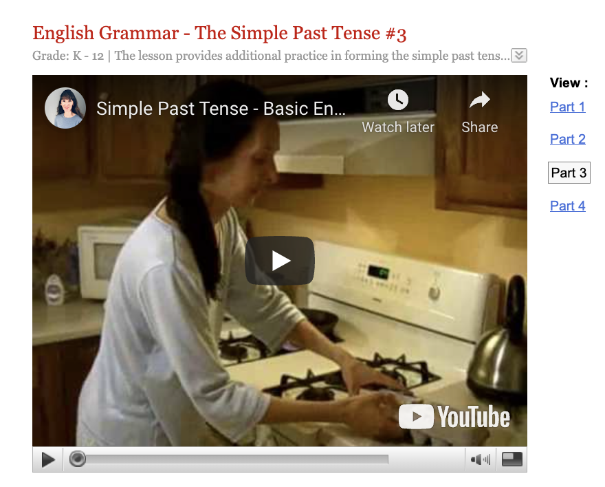 Basic English Grammar - The Simple Past Tense #3 Instructional Video
