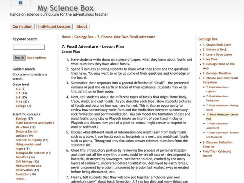 Fossil Adventure Lesson Plan