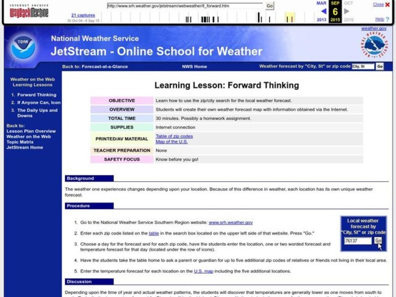 Forward Thinking Lesson Plan