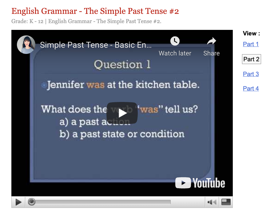 Basic English Grammar - The Simple Past Tense #2 Instructional Video