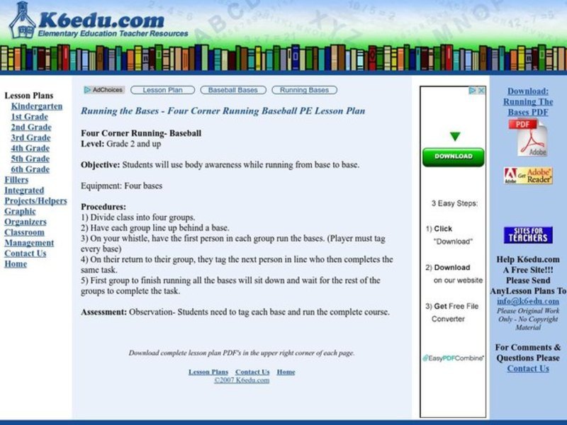 Four Corner Running-Baseball Lesson Plan