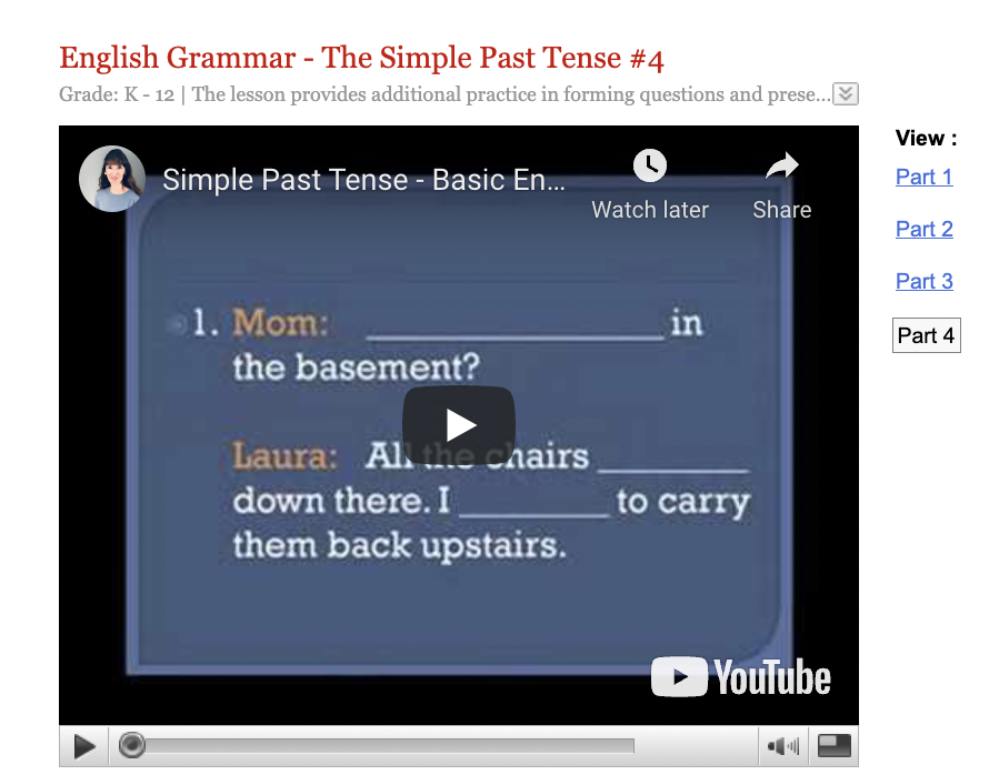 Basic English Grammar - The Simple Past Tense #4 Instructional Video