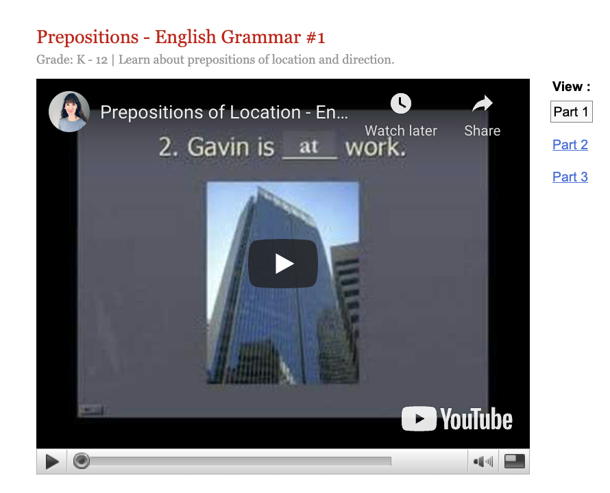 Prepositions - English Grammar #1 Instructional Video
