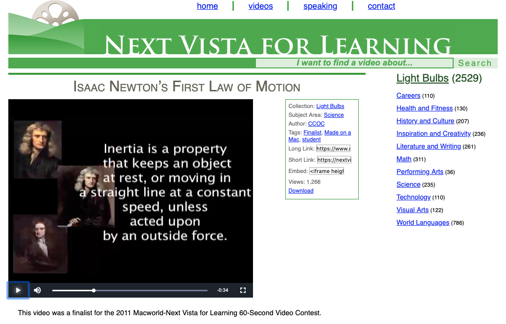 Isaac Newton's First Law of Motion Instructional Video