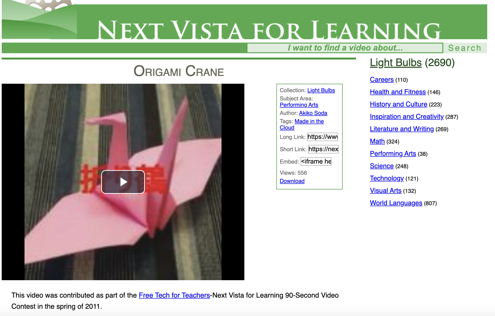 Origami Crane Instructional Video