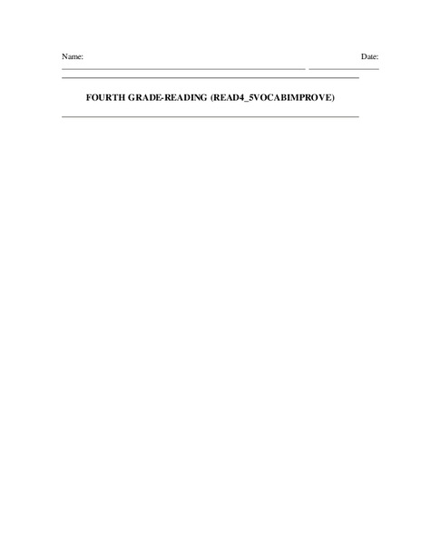 Fourth Grade Reading Lesson Plan