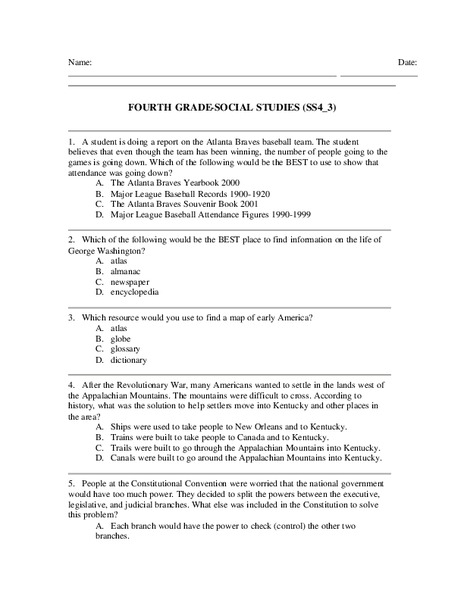Fourth Grade Social Studies Lesson Plan