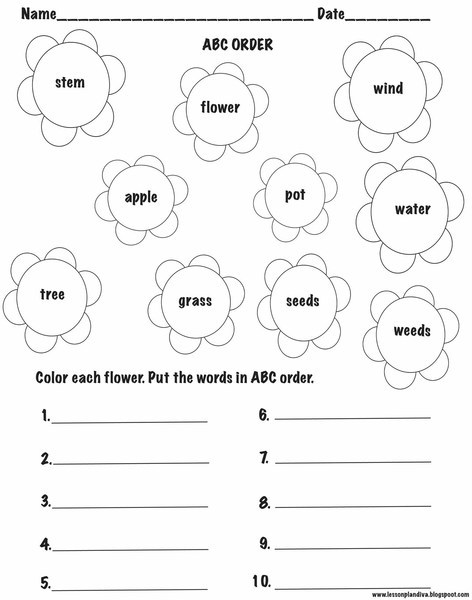ABC Order Worksheet