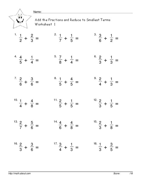 Fraction Addition Worksheet