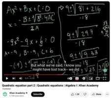Quadratic Equation Part 2, Quadratic Equations, Algebra I Instructional Video