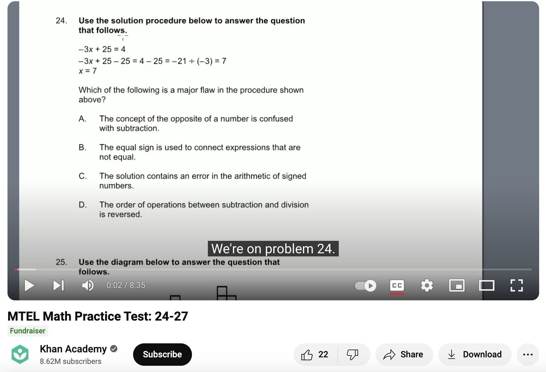 MTEL Math Practice Test: 24-27 Instructional Video