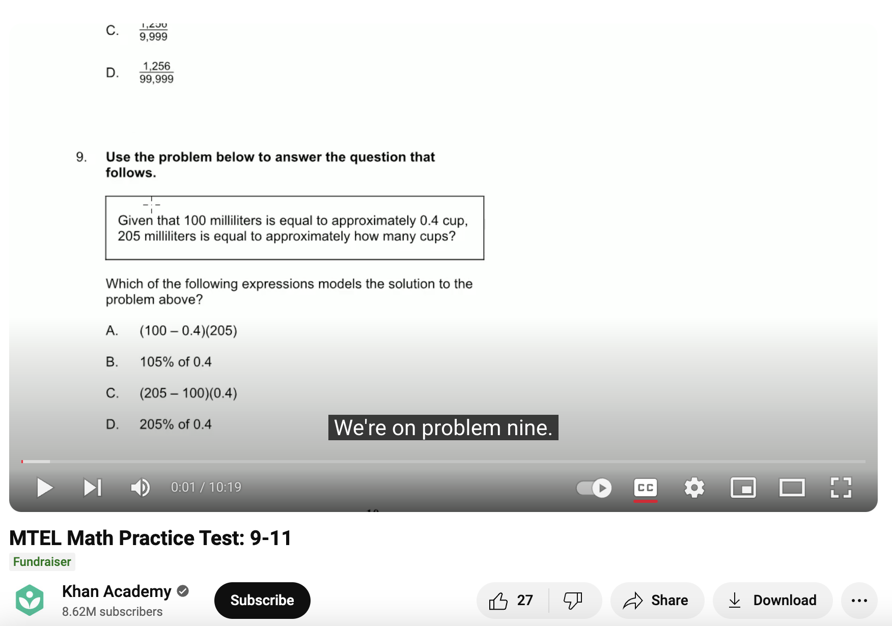 MTEL Math Practice Test: 9-11 Instructional Video