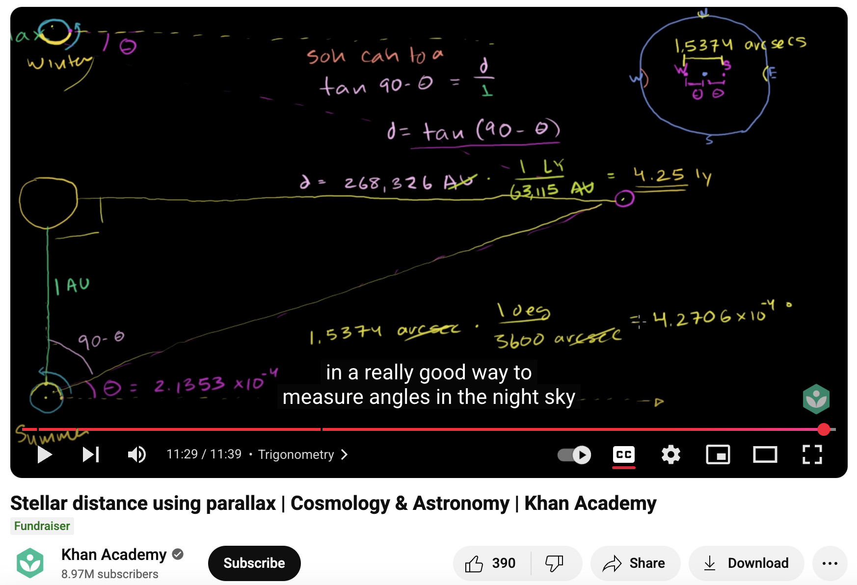 Stellar Distance Using Parallax, Cosmology and Astronomy Instructional Video