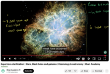 Supernova Clarification, Stars, Black Holes and Galaxies, Cosmology and Astronomy Instructional Video