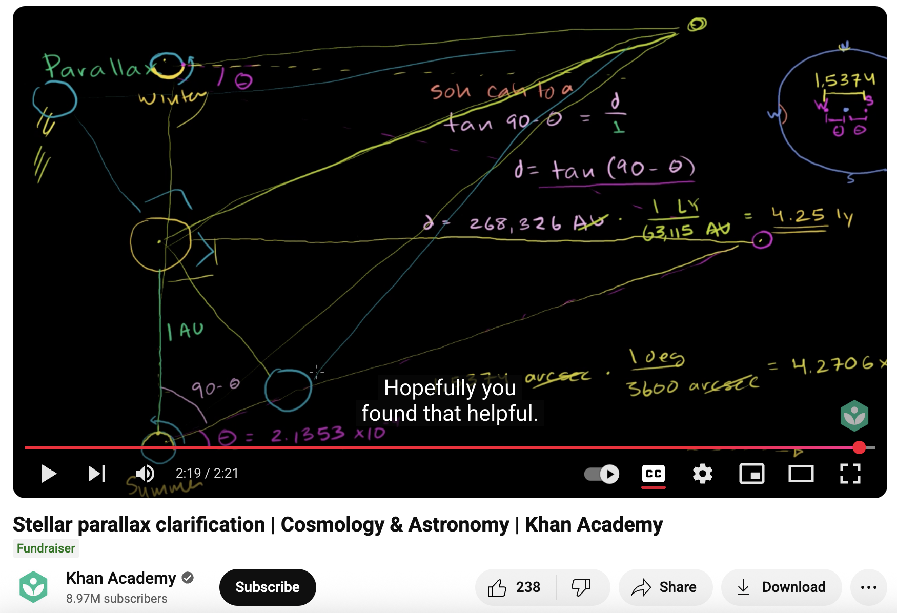 Stellar Parallax Clarification, Cosmology and Astronomy Instructional Video