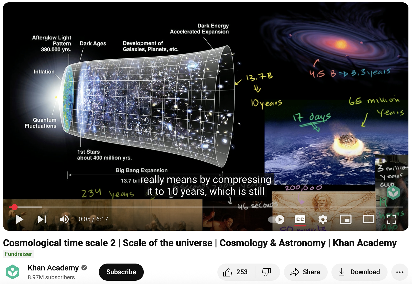 Cosmological Time Scale 2, Scale of the Universe, Cosmology and Astronomy Instructional Video