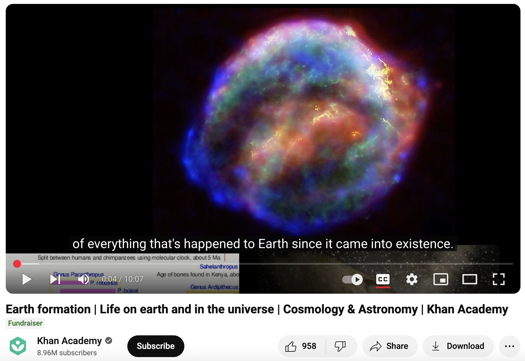 Earth Formation, Life on Earth and in the Universe, Cosmology and Astronomy Instructional Video