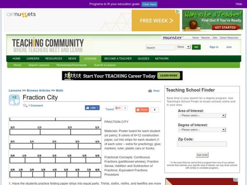 Fraction City Lesson Plan