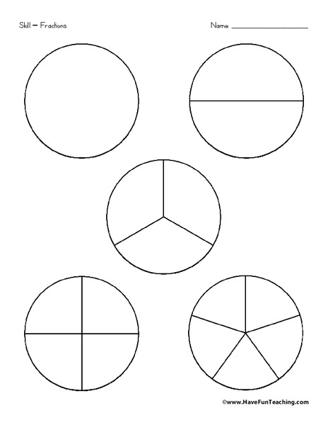 Fraction circles Worksheet