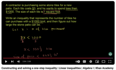 Constructing and Solving a One-Step Inequality, Linear Inequalities, Algebra I Instructional Video
