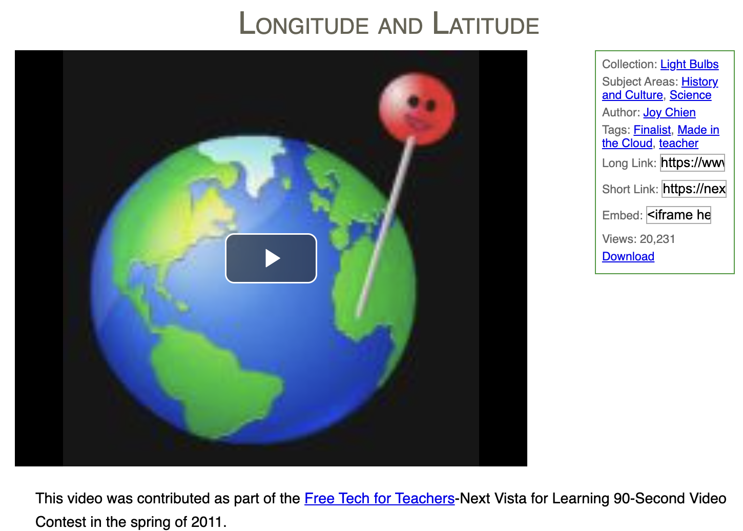 Longitude and Latitude Instructional Video
