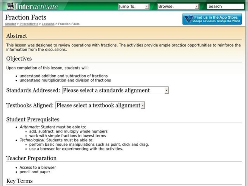 Fraction Facts Lesson Plan