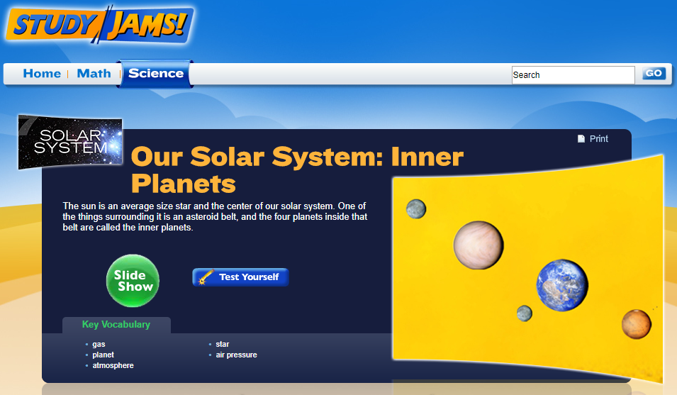 Study Jams! Our Solar System: Inner Planets Interactive
