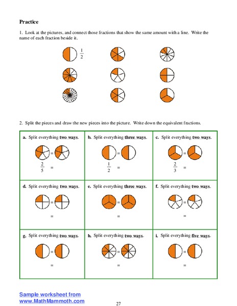 Fraction Identification Worksheet Worksheet