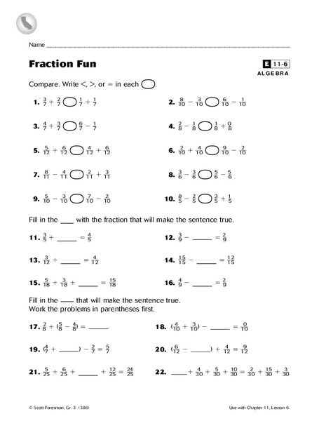 Fraction Fun Worksheet