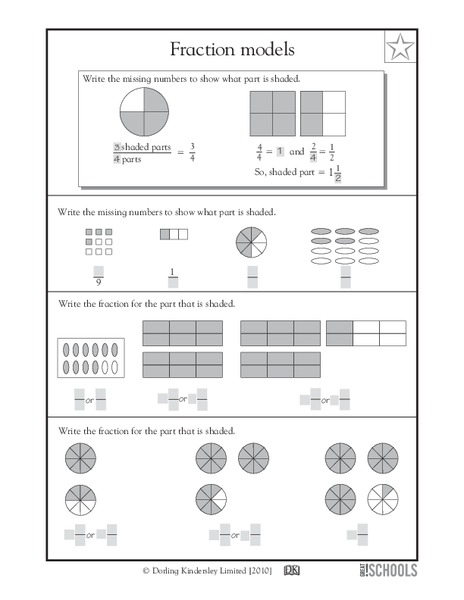 Fraction Models Worksheet