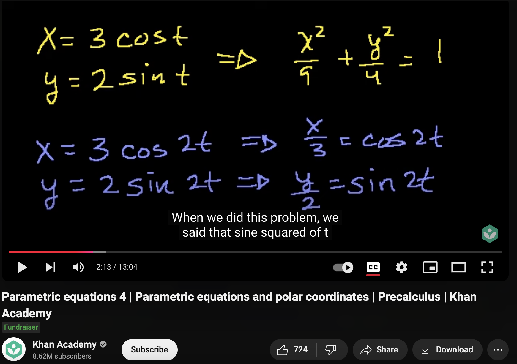 Parametric Equations 4, Parametric Equations and Polar Coordinates, Precalculus Instructional Video
