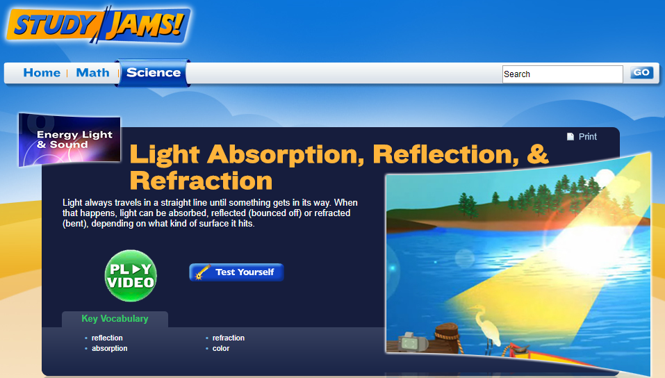 Study Jams! Light Absorption, Reflection, &amp; Refraction Interactive