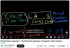 Partial Fraction Expansion 1, Partial Fraction Expansion, Precalculus Instructional Video