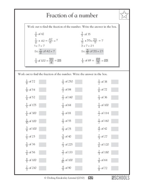 Fraction of a Number Worksheet