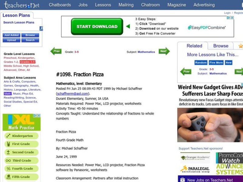 Fraction Pizza Lesson Plan