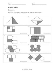 Fraction Shapes Worksheet