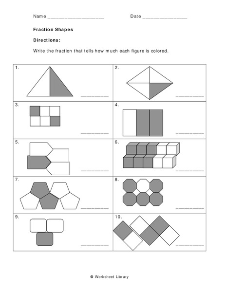 Fraction Shapes Worksheet