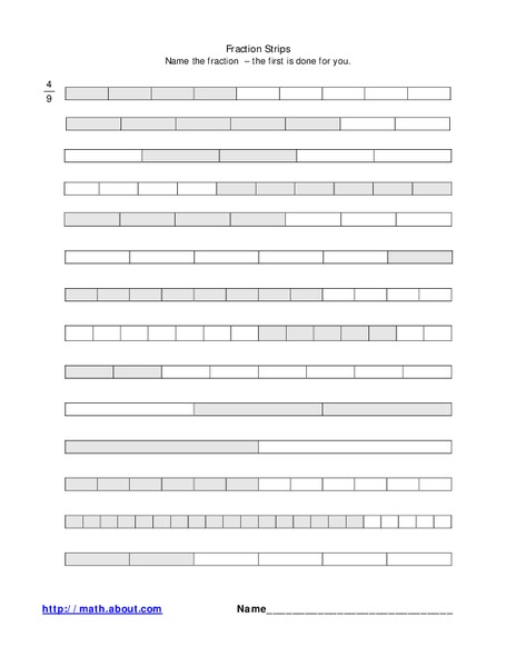 Fraction strips Worksheet