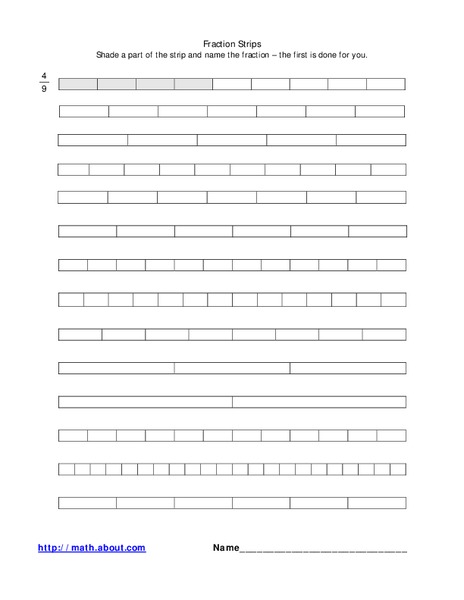 Fraction Strips Worksheet