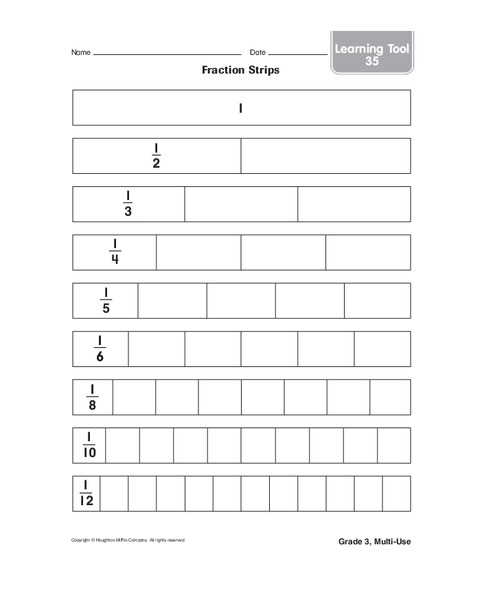 Fraction Strips Worksheet