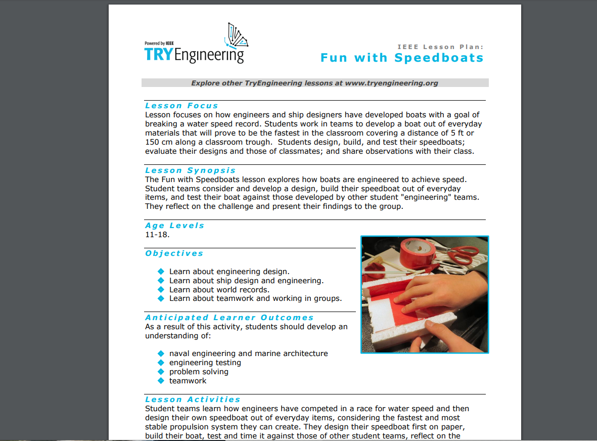 Fun with Speedboats! Lesson Plan