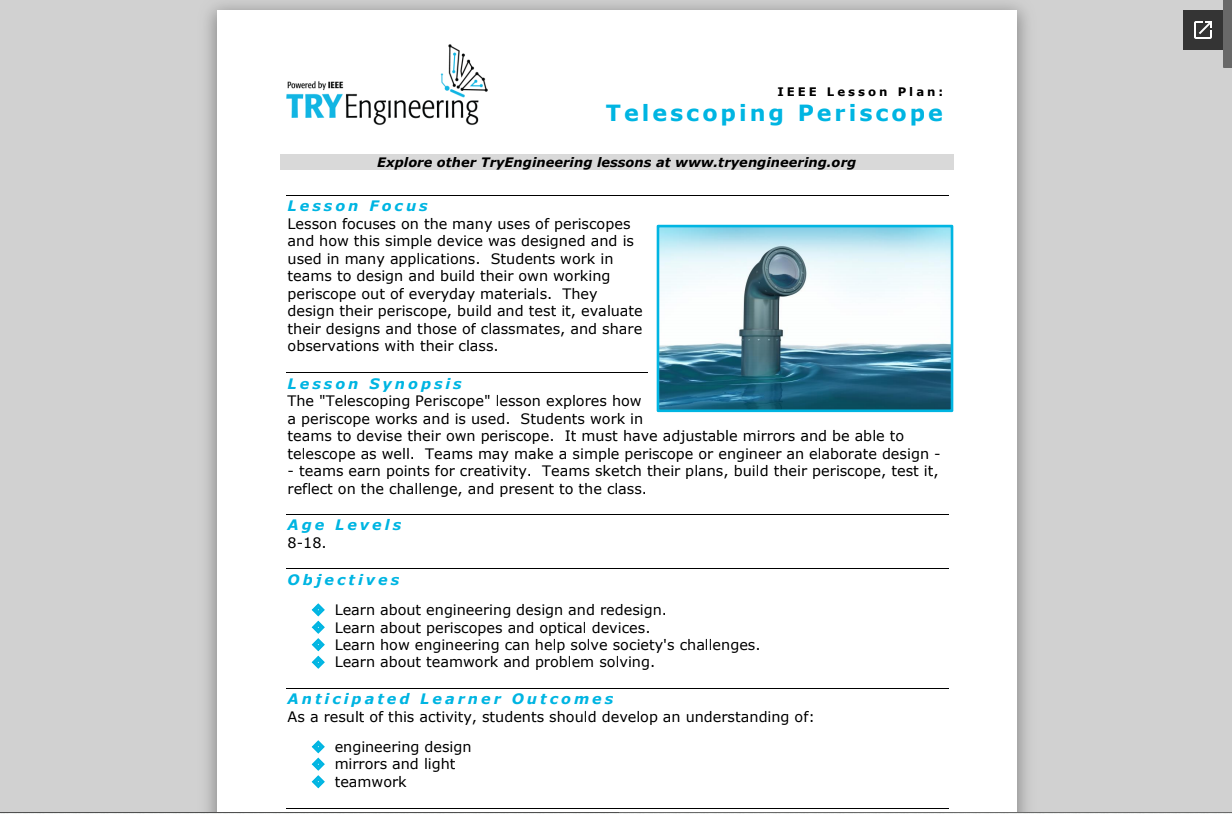 Telescoping Periscope Lesson Plan
