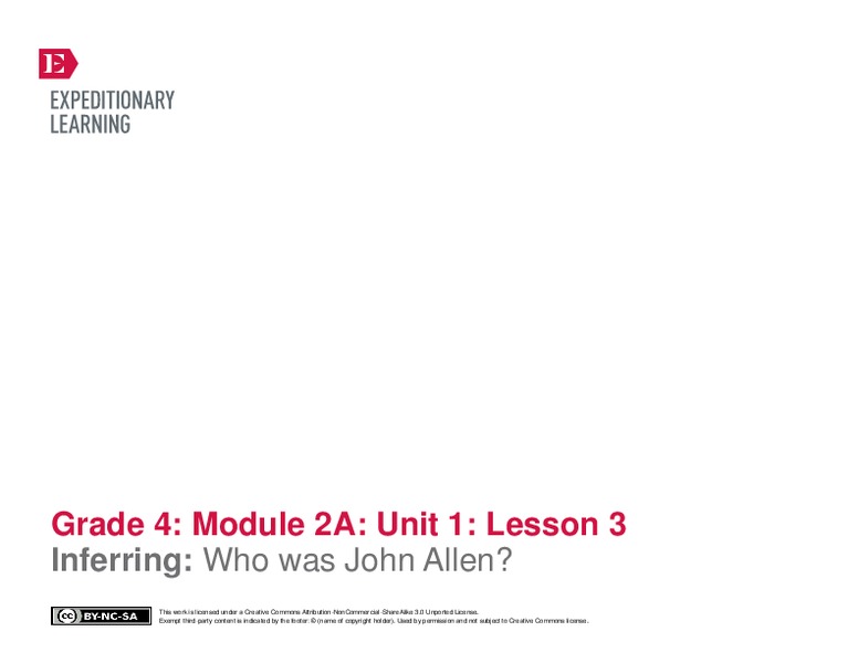 Inferring: Who was John Allen? Lesson Plan