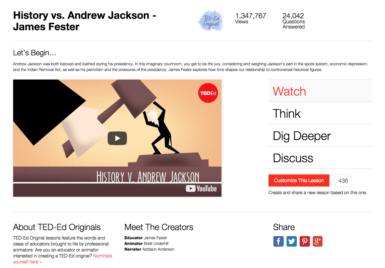 History vs. Andrew Jackson Instructional Video