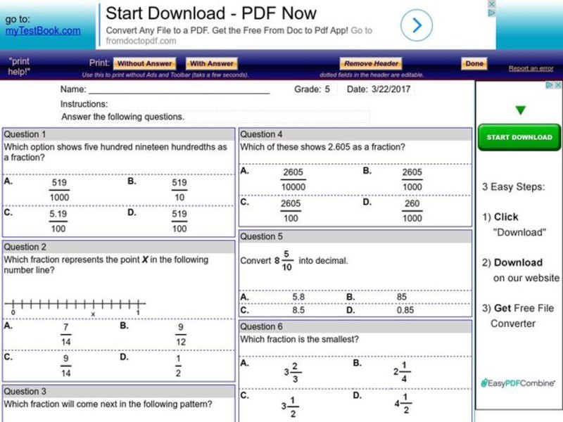 Fraction word problems Worksheet