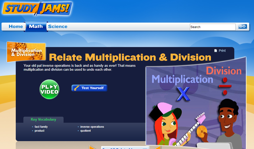 Study Jams! Relate Multiplication &amp; Division Interactive