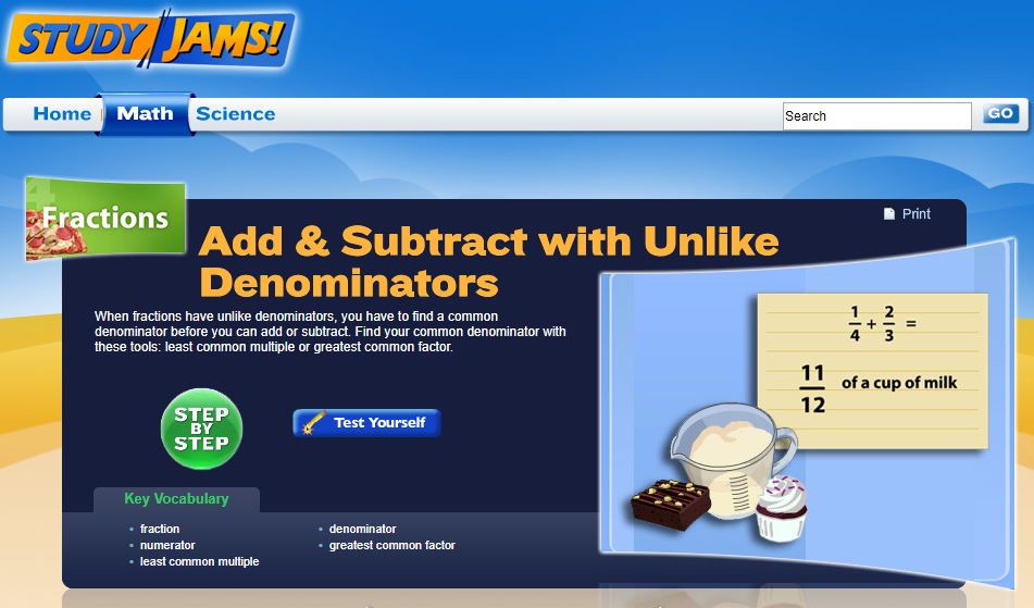 Study Jams! Add &amp; Subtract with Unlike Denominators Interactive